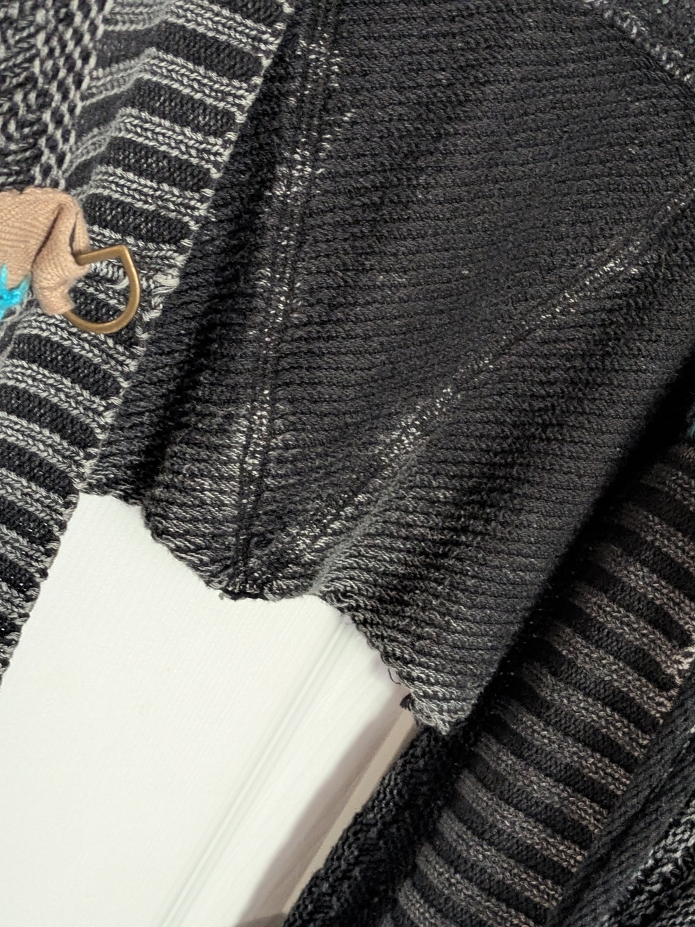 Free People All Washed Out Cardigan Sweater Grey Black with Blue Stitching XS - Picture 3 of 9